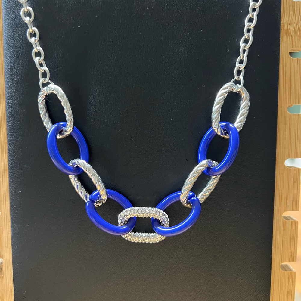 Silver and Blue Chain Necklace